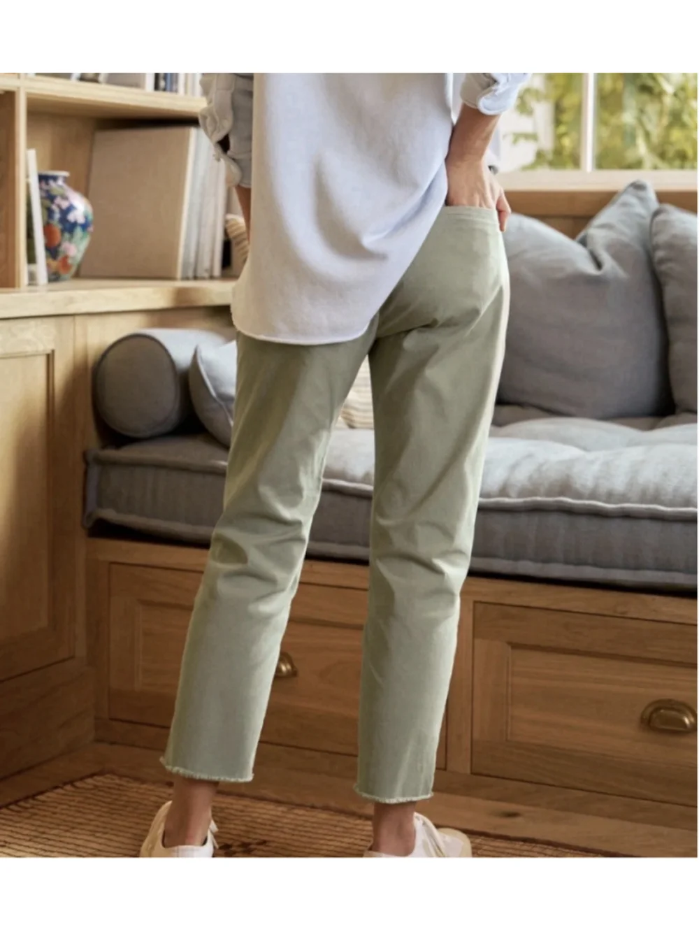 Frank & Eileen Wicklow Italian Performance Twill Chino Sage Green Size 6 NEW